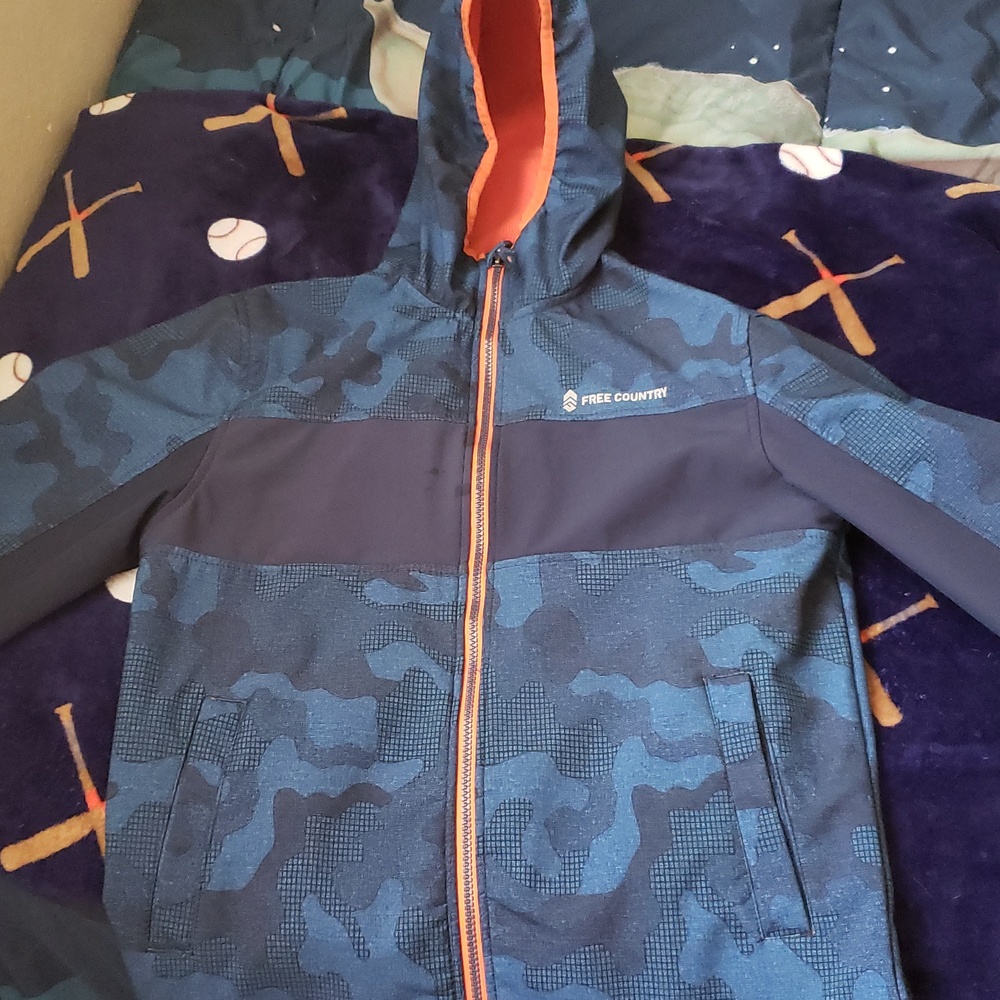 Free country like new blue orange big kids jacket size 14/16